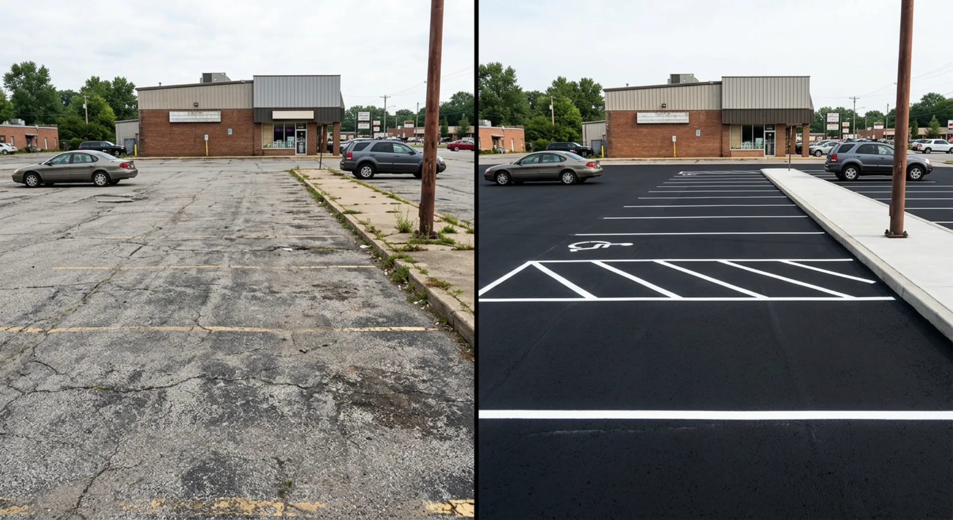 Before and after sealcoating